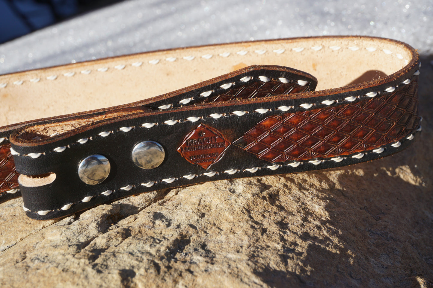 Western Buckstitched Leather Belt