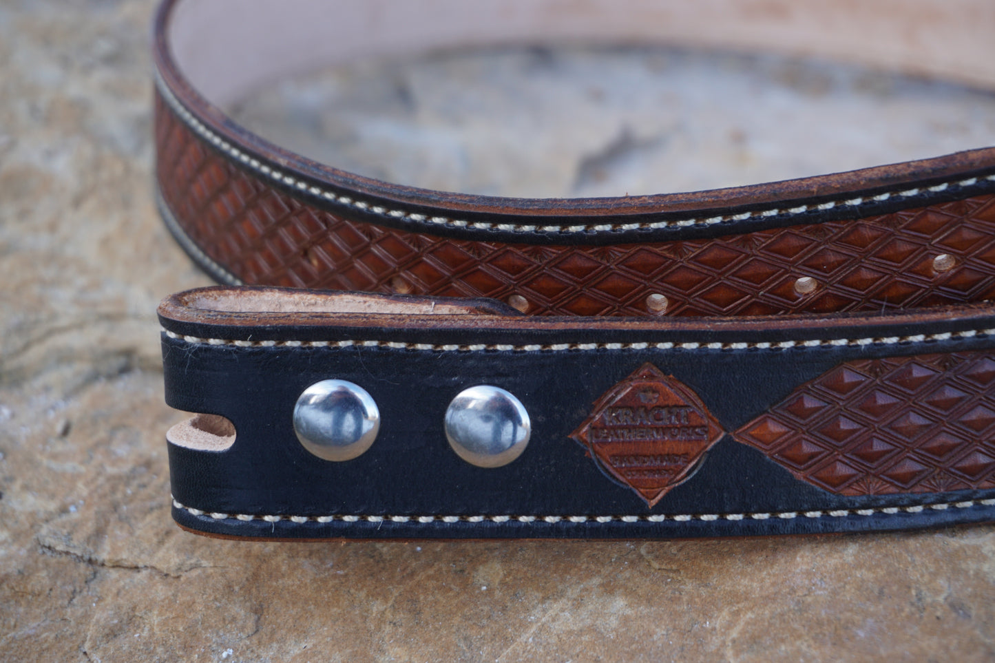 Western Two Tone Leather Belt
