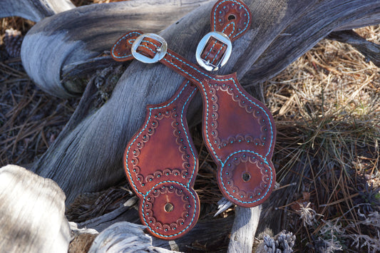 Spur Strap Turquoise hand painted.