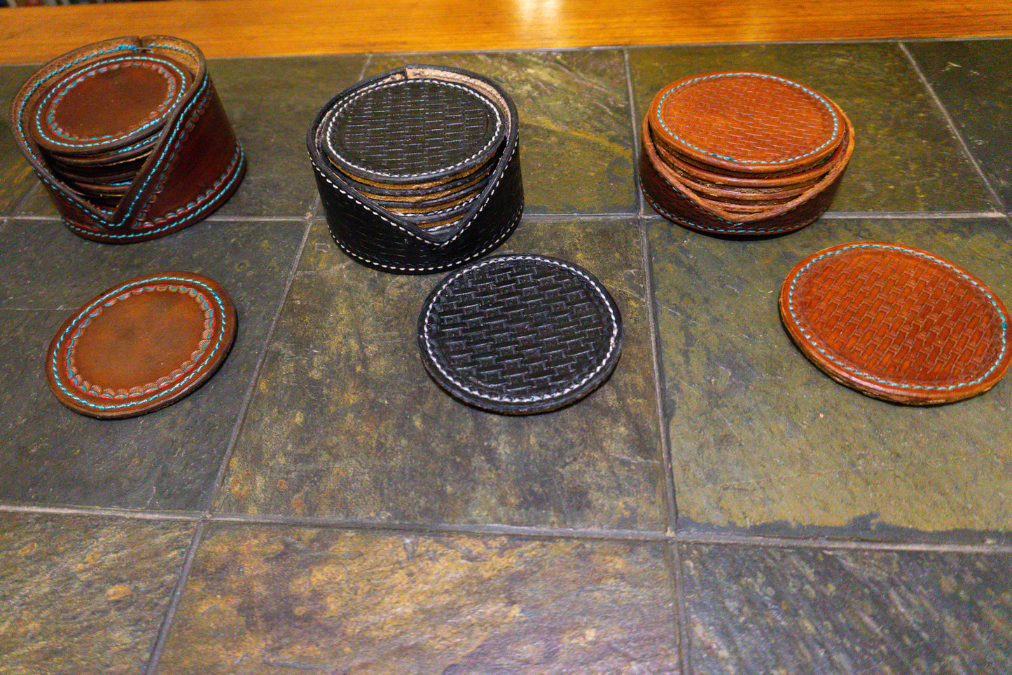 Hand Tooled Leather Coasters