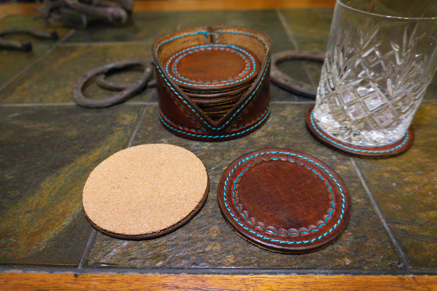 Hand Tooled Leather Coasters