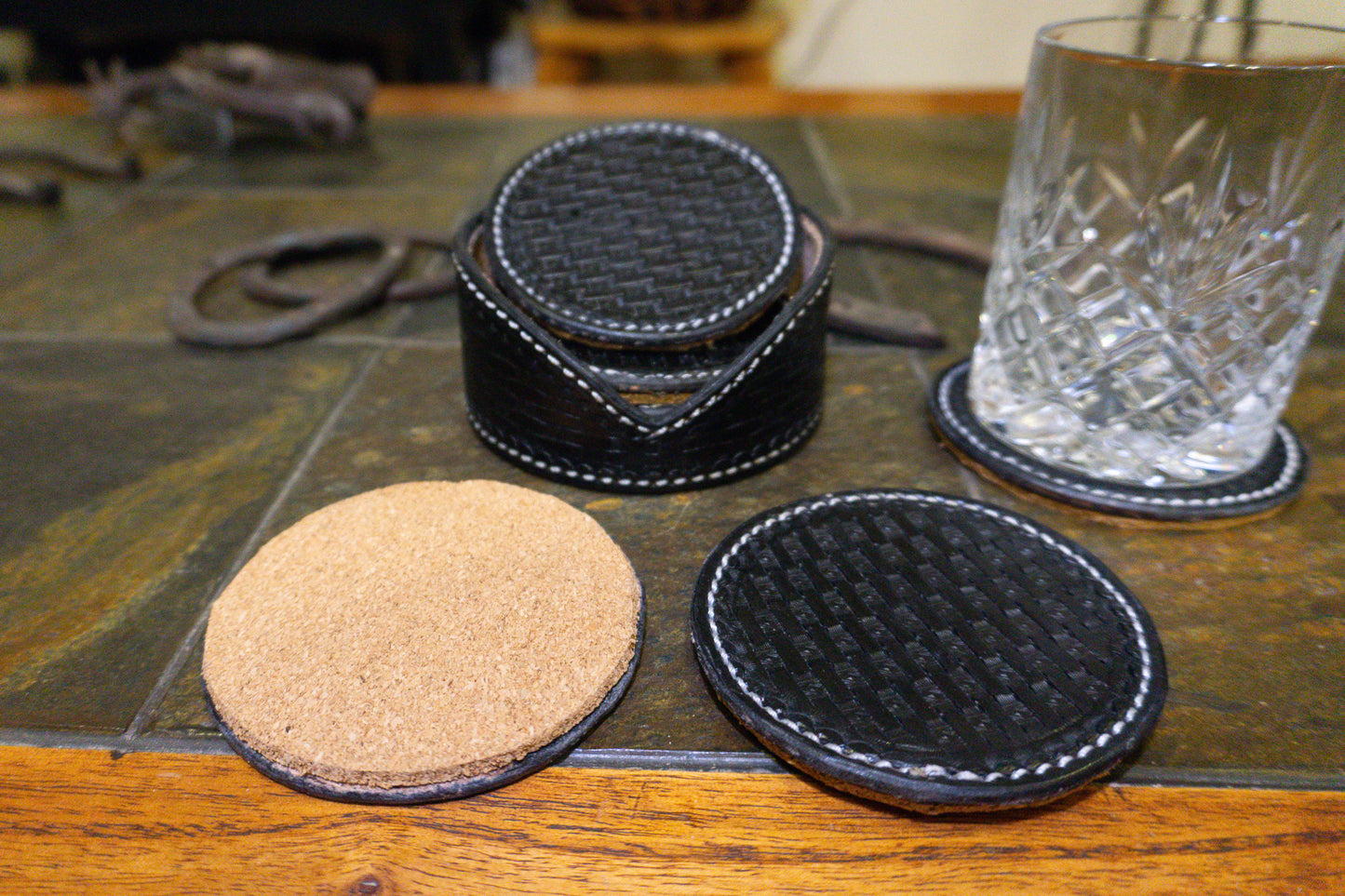 Hand Tooled Leather Coasters