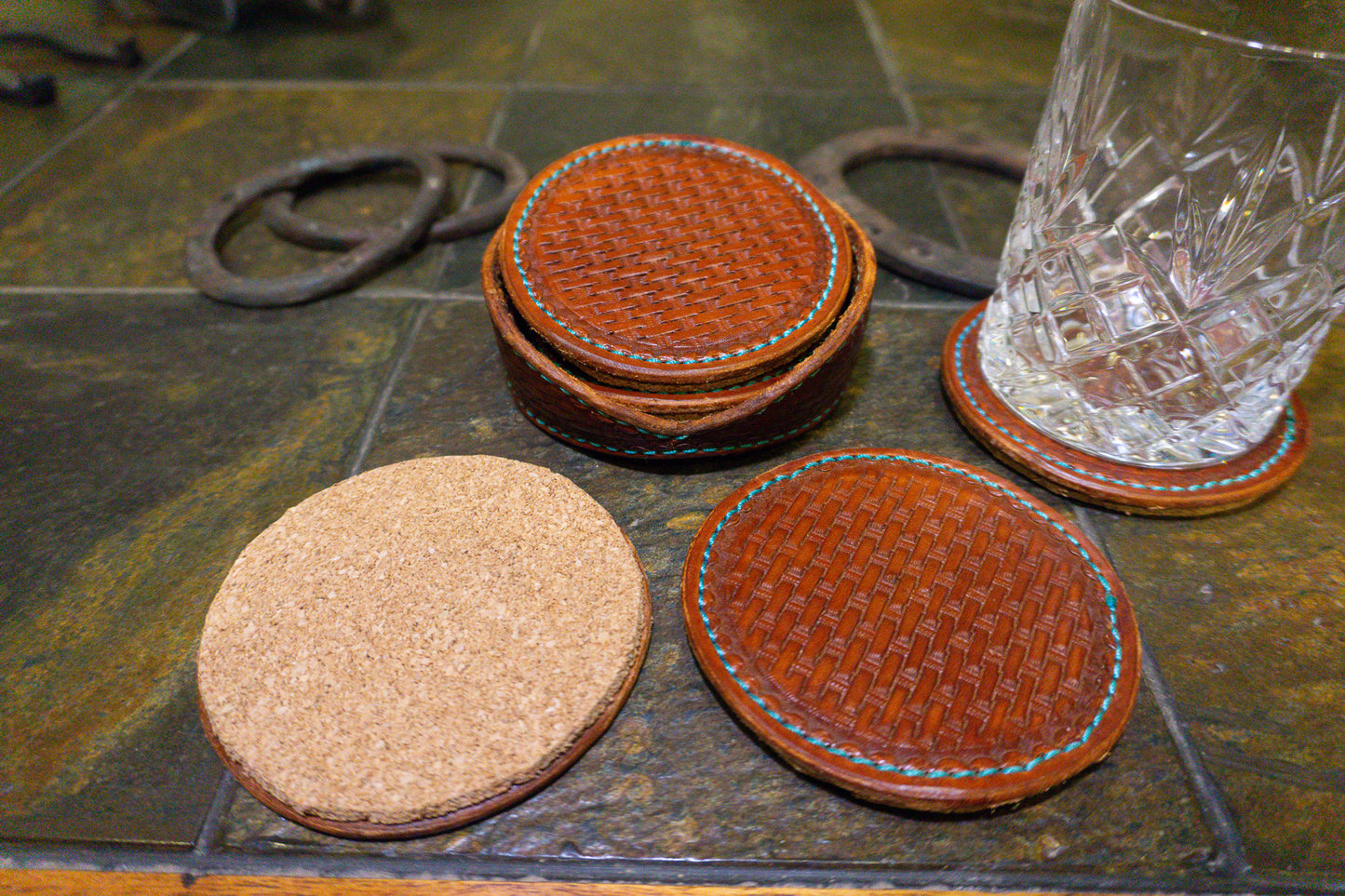 Hand Tooled Leather Coasters