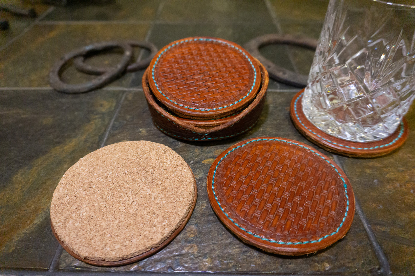 Hand Tooled Leather Coasters